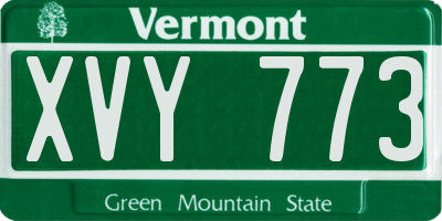 VT license plate XVY773