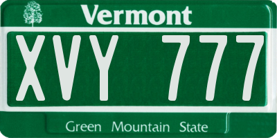 VT license plate XVY777