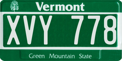 VT license plate XVY778