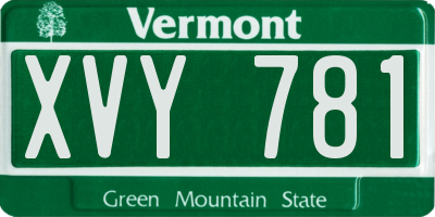 VT license plate XVY781