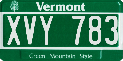 VT license plate XVY783