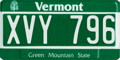 VT license plate XVY796