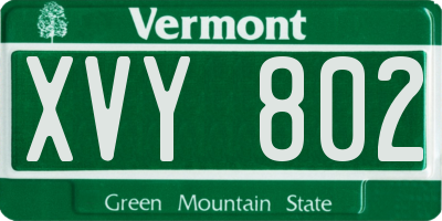 VT license plate XVY802