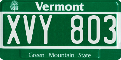 VT license plate XVY803