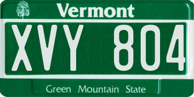 VT license plate XVY804