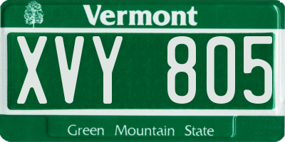 VT license plate XVY805
