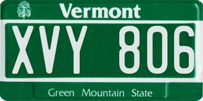 VT license plate XVY806