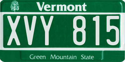 VT license plate XVY815