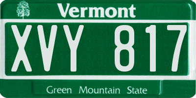 VT license plate XVY817