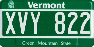 VT license plate XVY822