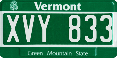 VT license plate XVY833