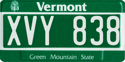 VT license plate XVY838