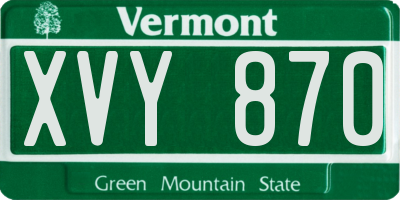 VT license plate XVY870