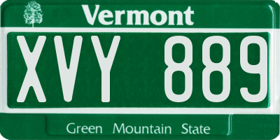 VT license plate XVY889