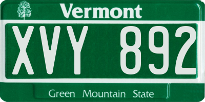 VT license plate XVY892