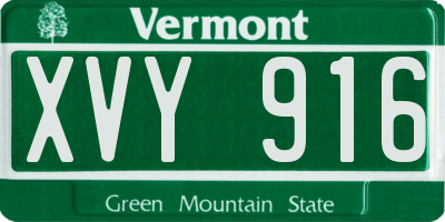 VT license plate XVY916