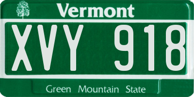 VT license plate XVY918