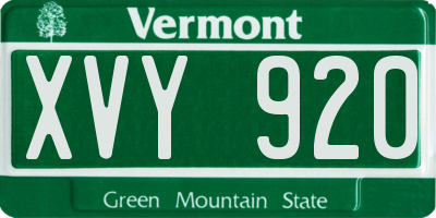 VT license plate XVY920