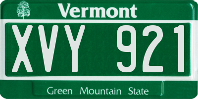 VT license plate XVY921