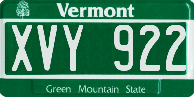 VT license plate XVY922