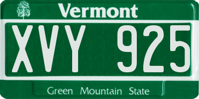 VT license plate XVY925