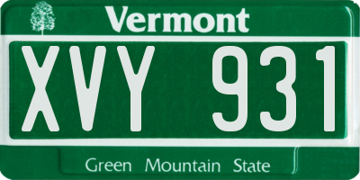 VT license plate XVY931
