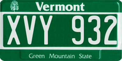 VT license plate XVY932
