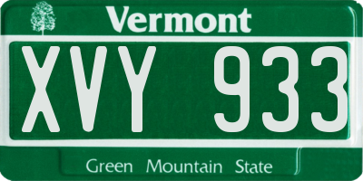 VT license plate XVY933