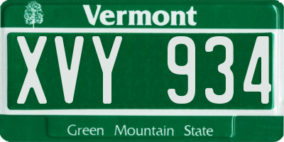 VT license plate XVY934