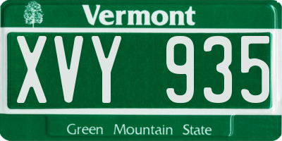 VT license plate XVY935