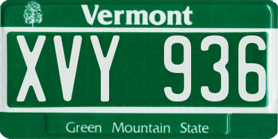 VT license plate XVY936