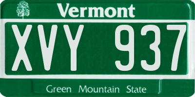 VT license plate XVY937
