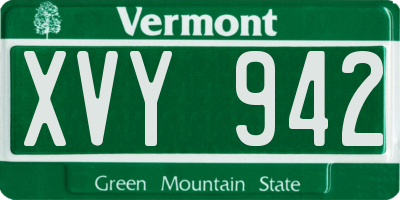 VT license plate XVY942