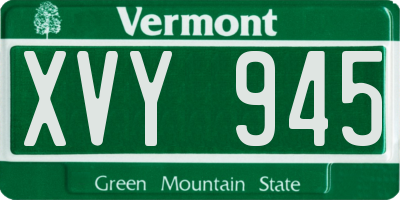 VT license plate XVY945