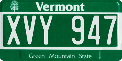 VT license plate XVY947