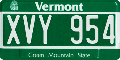 VT license plate XVY954