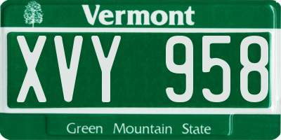 VT license plate XVY958