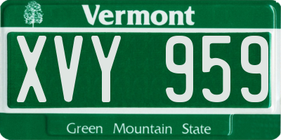 VT license plate XVY959