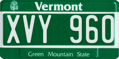 VT license plate XVY960
