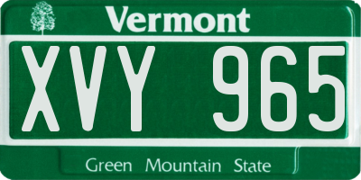 VT license plate XVY965