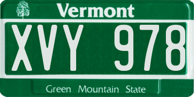 VT license plate XVY978