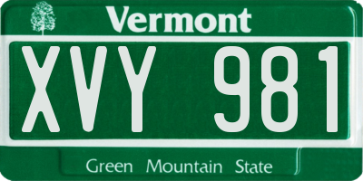 VT license plate XVY981