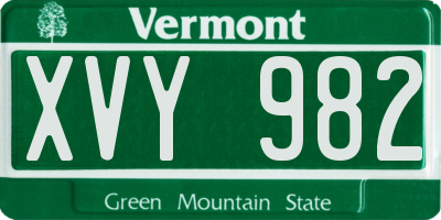 VT license plate XVY982
