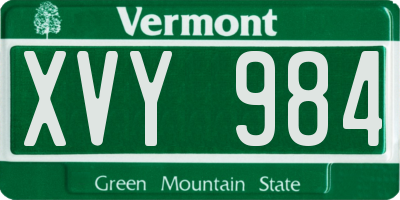 VT license plate XVY984