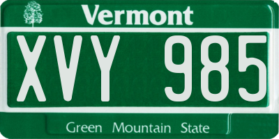 VT license plate XVY985