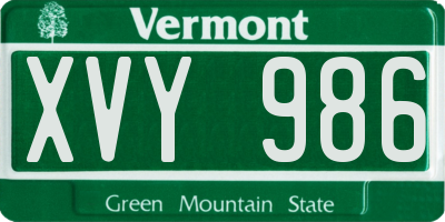 VT license plate XVY986