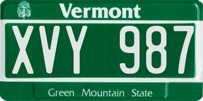 VT license plate XVY987