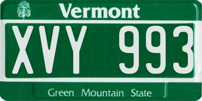 VT license plate XVY993