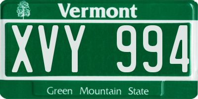 VT license plate XVY994