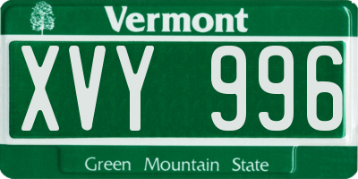 VT license plate XVY996